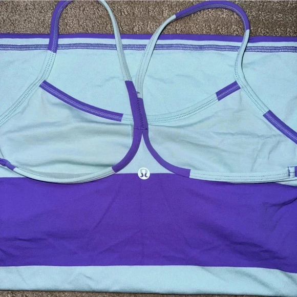 Lululemon Power Y Striped Athletic Tank Top Logo Women Purple Teal 6 - Picture 4 of 6